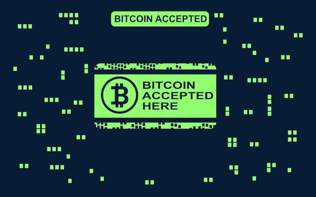 We accepteren bitcoin hier pixelontwerp vectorillustratie