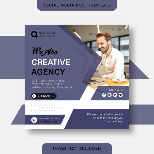ベクトル 私たちはクリエイティブエージェンシーであり、企業のビジネスチラシinstagramソーシャルメディア投稿バナーです