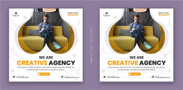 Vector we are creative agency expert corporate business flyer square instagram social media post banner