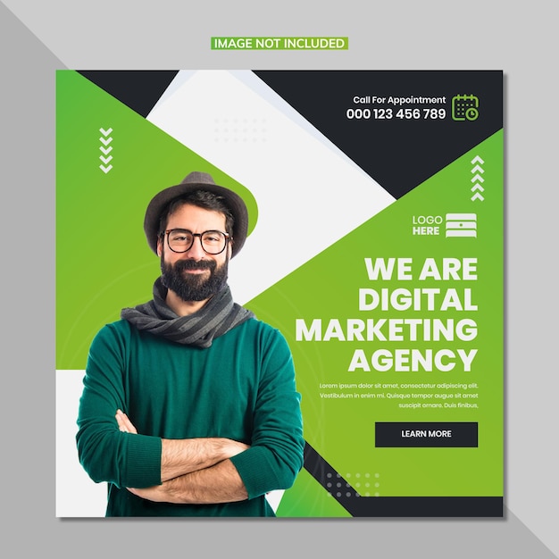 We are creative marketing agency modern square instagram social media post banner template