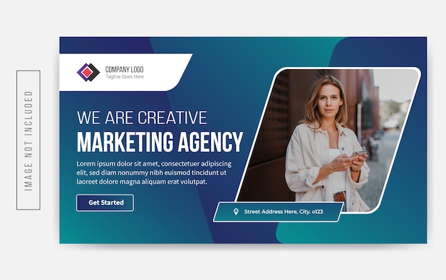 We are creative marketing agency youtube thumbnail design premium vector