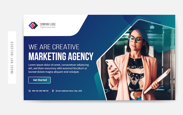 We are creative marketing agency youtube thumbnail design premium vector