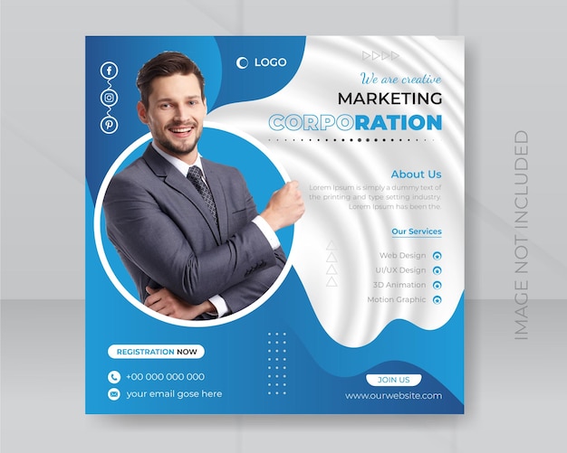We are creative marketing corporation business flyer instagram social media post template