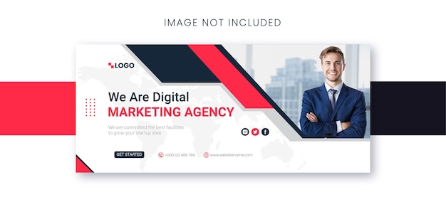 We Are Digital Marketing Agency 기업 소셜 미디어 페이스북 표지 템플릿