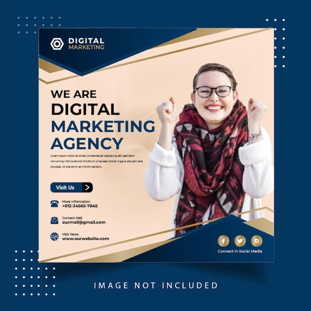 벡터 we are digital marketing agency 소셜 미디어 포스트 디자인