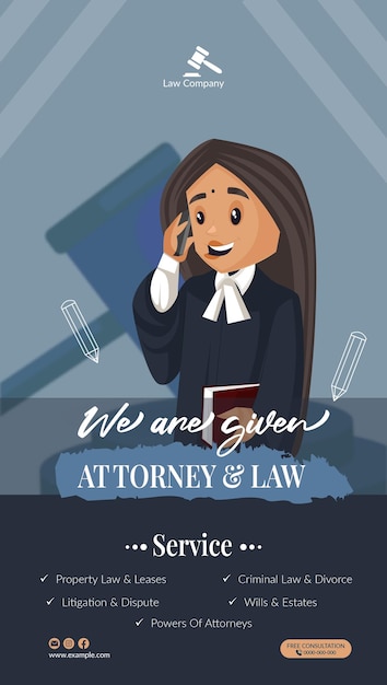 We are given attorney and law service portrait template design