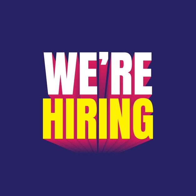we are hiring 3d text logo on a blue background job recruitment banner poster company hiring
