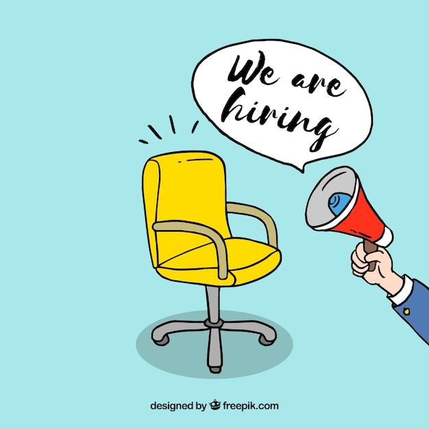 Vector we are hiring background in hand drawn style