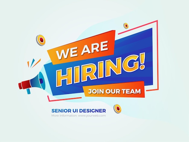 We are hiring banner design template with editable text effects