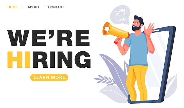 Vector we are hiring concept. recruitment agency.