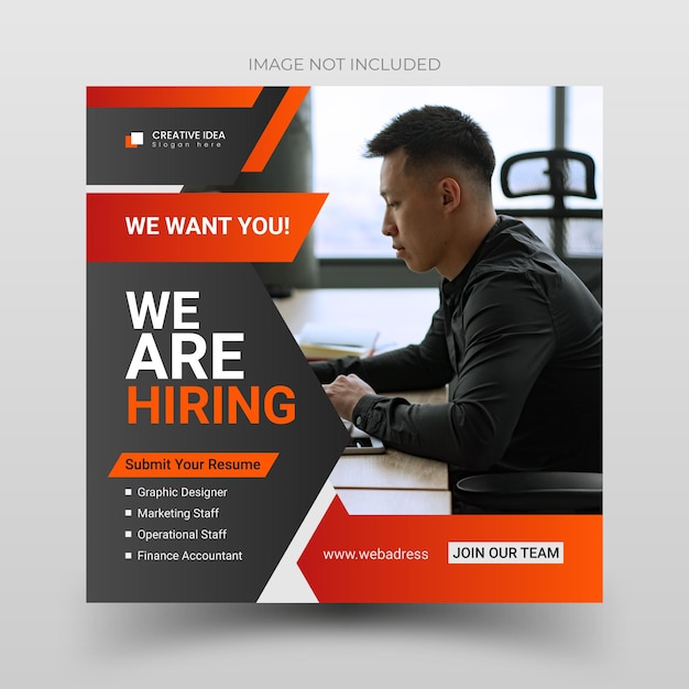 Vector we are hiring employee job social media banner post template premium vector