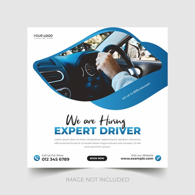 We are hiring expert driver job vacancy social media post or web banner template