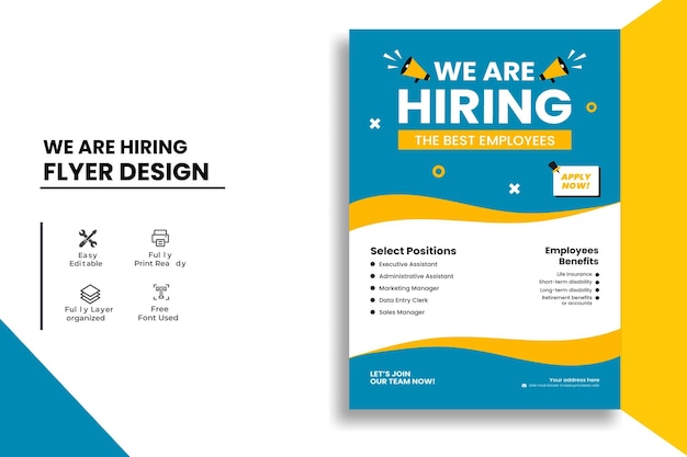 Vector we are hiring flyer poster advertisement template design