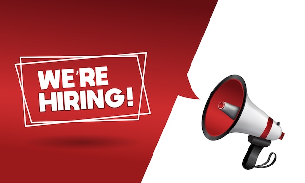 we are hiring greeting card with megaphone