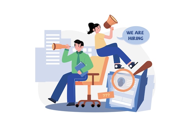 We Are Hiring Illustration concept A flat illustration isolated on white background