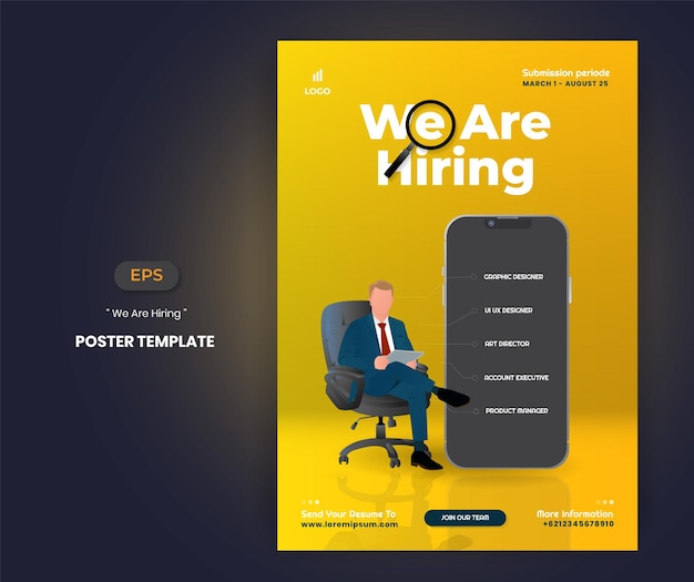 We are hiring illustration instagram poster and flyer template