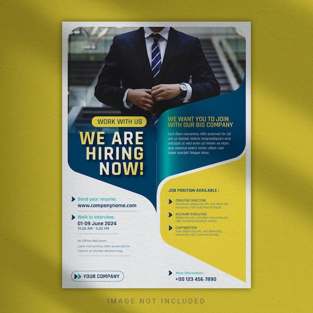 Vector we are hiring job flyer brochure template layout design