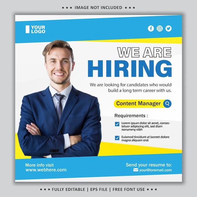 We are Hiring Job Flyer Social Media Post Template