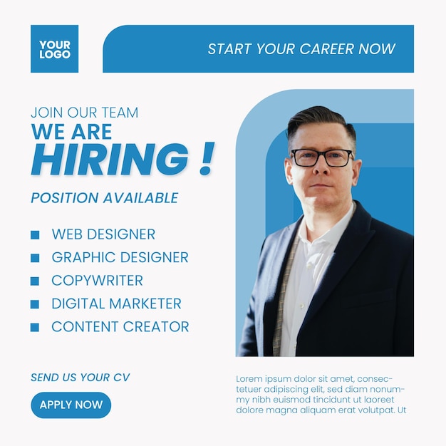 Vector we are hiring job instagram feed post template