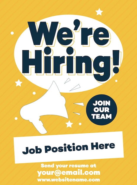 Vector we are hiring job opportunity flyer poster social media post design