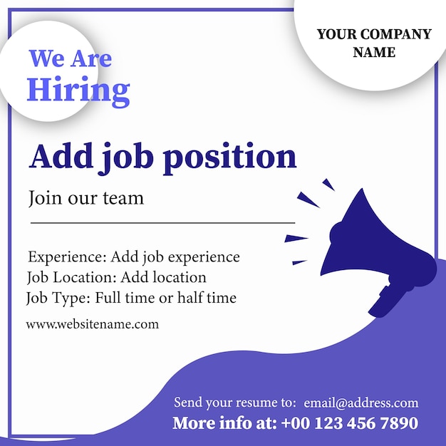 we are hiring job opportunty poster flyer social media post design