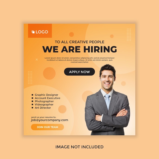 we are hiring job position promotional social media post design template