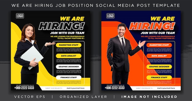 We are hiring job position social media post templates