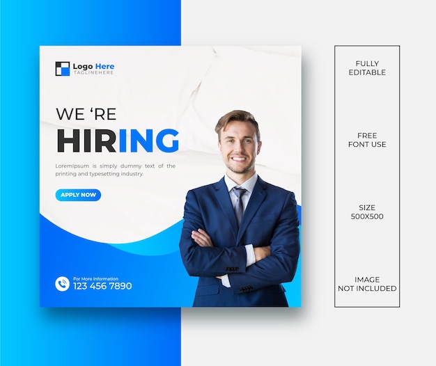 we are hiring job position social media template