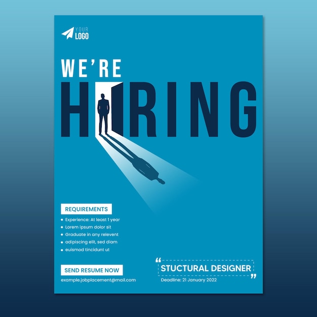 Vector we are hiring job vacancy creative flyer template