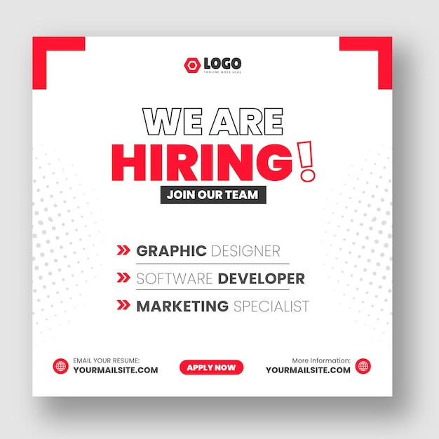 We are hiring job vacancy facebook or instagram or social media post amp web banner design template