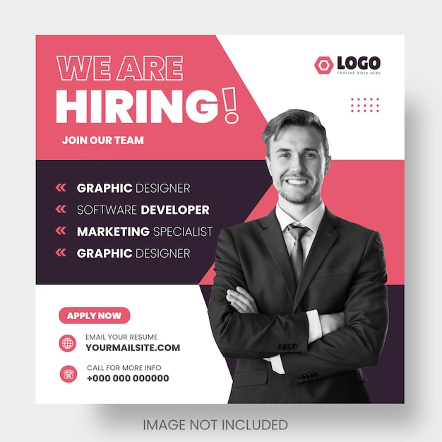 We are hiring job vacancy facebook or instagram or social media post amp web banner design template