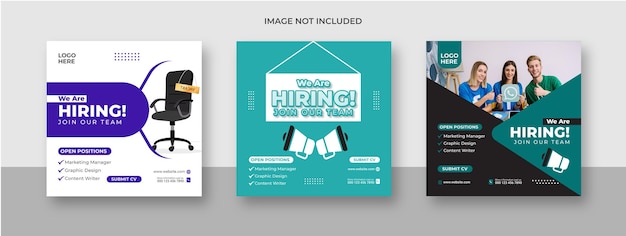 Vettore stiamo assumendo un posto vacante sui social media, un modello di design per banner, stiamo assumendo un lavoro.