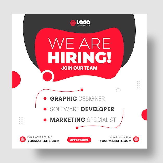 We are hiring job vacancy social media post banner design template with red color