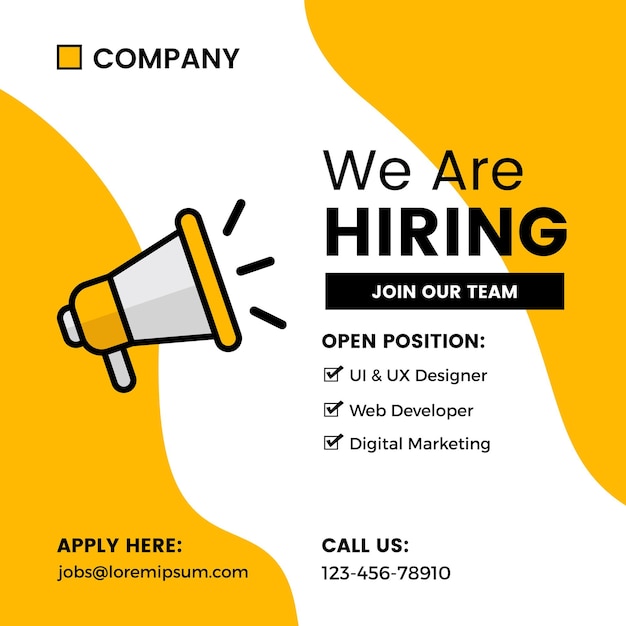 Vector we are hiring job vacancy social media post banner design