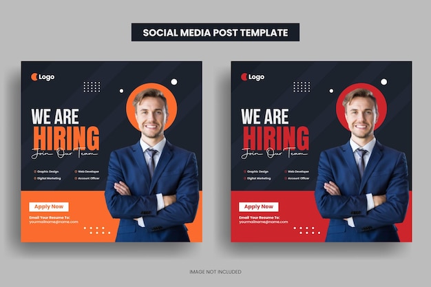 We are hiring job vacancy social media post banner template or web banner layout