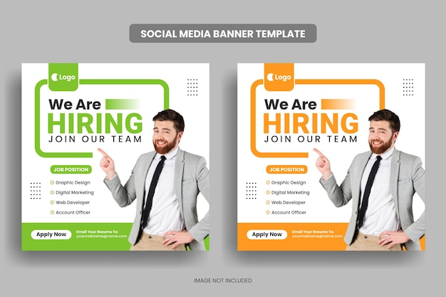 We are hiring job vacancy social media post banner template or web banner layout