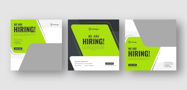 Vector we are hiring job vacancy social media post employees needed web banner post template