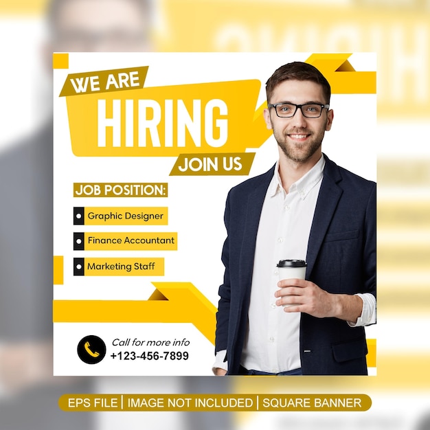 we are hiring job vacancy social media post template banner