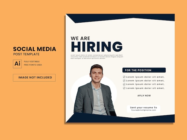 We are hiring job vacancy social media post template Premium Vector