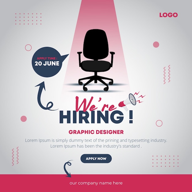 Vector we are hiring social media post banner join our team announcement