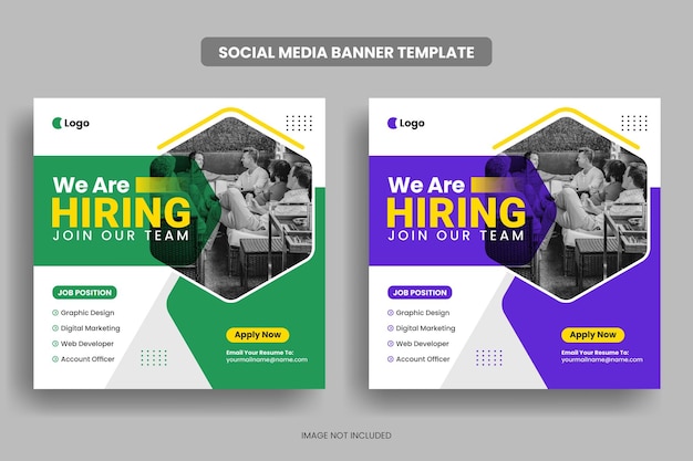 We are hiring social media post banner template or job vacancy square banner