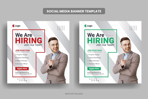 We are hiring social media post banner template or job vacancy square banner