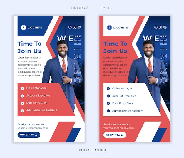 Vector we are hiring social media story template