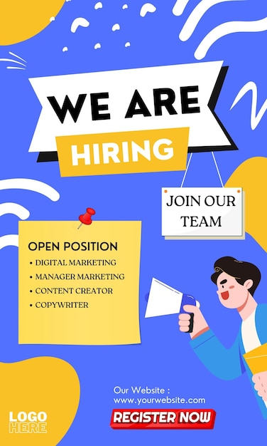 We Are Hiring Social Media Template With Blue Background