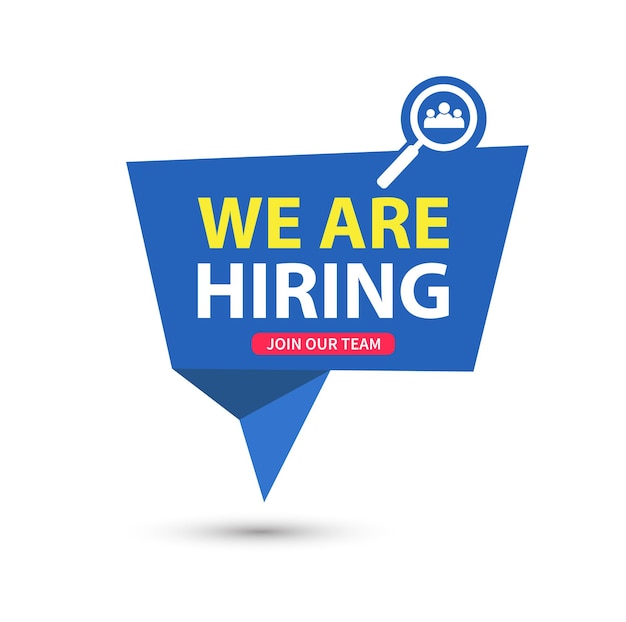 We are hiring speech bubble human resources and recruitment search with magnifying glass