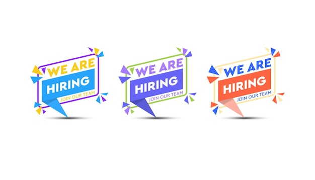 We are hiring in speech bubble set