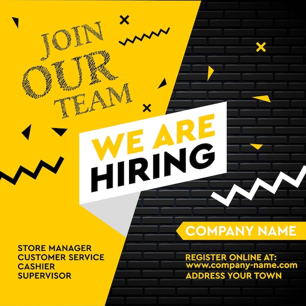 We are hiring with brick wall background template. 