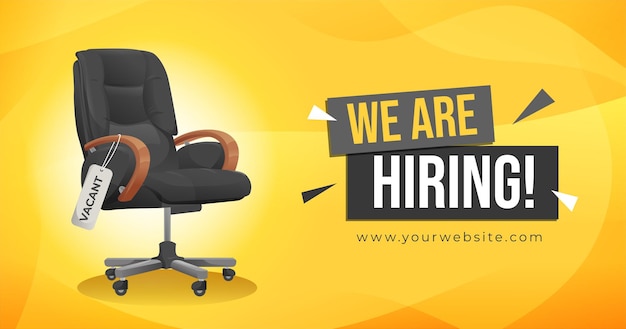 We Are Hiring With Vacant Chair Illustration Job Advertising Banner