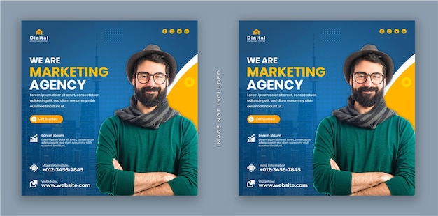 Vector we are online marketing agency corporate business flyer square instagram social media post banner