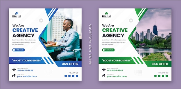 Vector we are online marketing agency corporate business flyer square instagram social media post banner